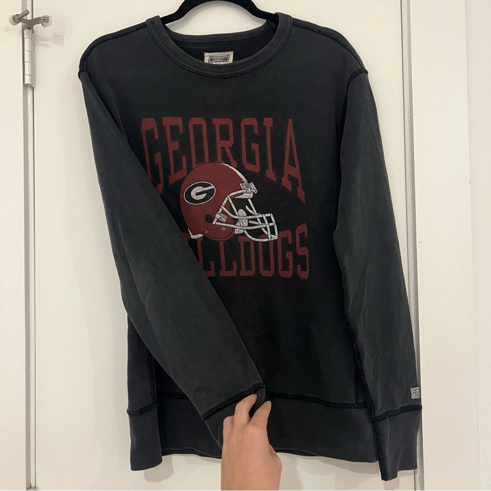 Distressed Oversized UGA Georgia Football Sweatshirt - Picture 5 of 6